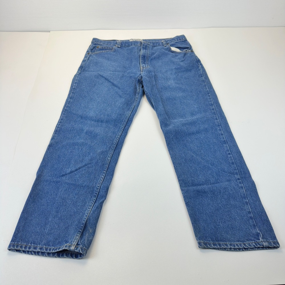 Cool Blues Mens Straight Leg Denim Jeans Medium Wash Blue 37x29 Workwear Casual